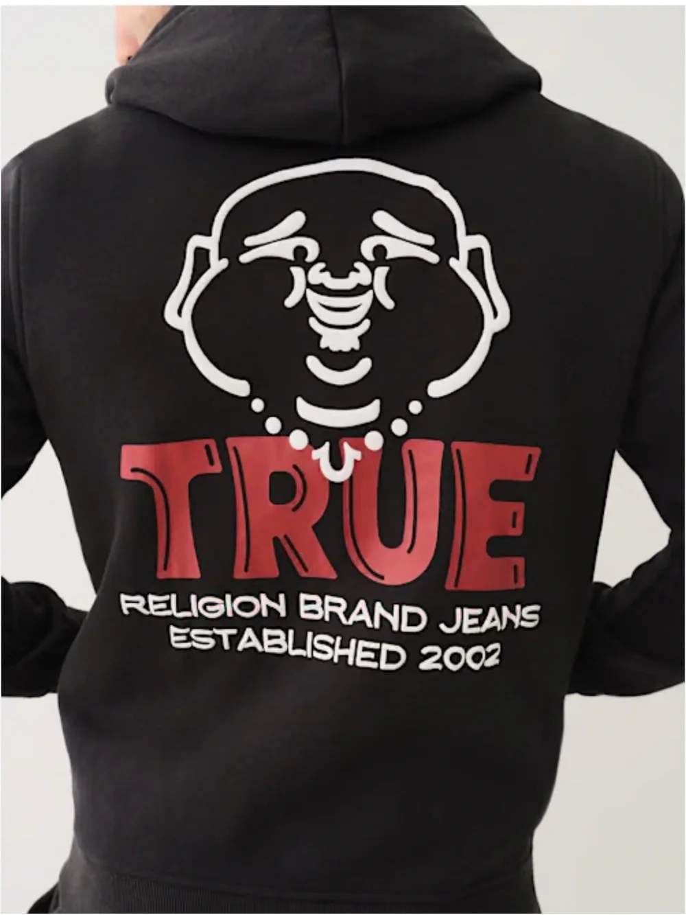 True Religion Graphic Print Full Zip Hoodie Black Men's Size L